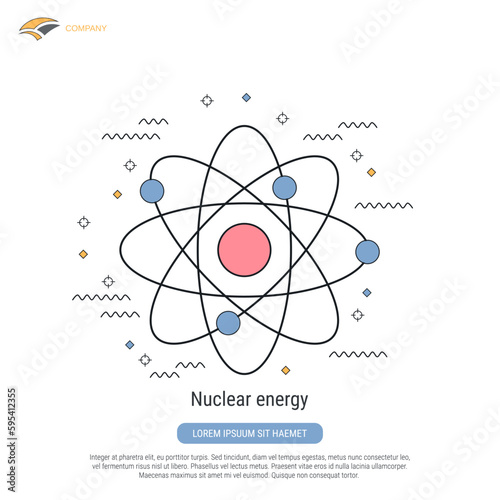 Nuclear energy flat contour style vector concept illustration