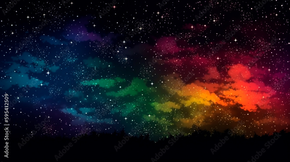 Multicolored Starry Night Sky Background. Generative AI Multicolored Starry Night Sky Background. Generative AI