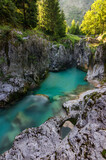 Soca turquoise river near Bovec in Slovenia