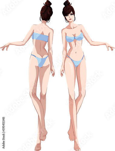 illustration of a woman front and back