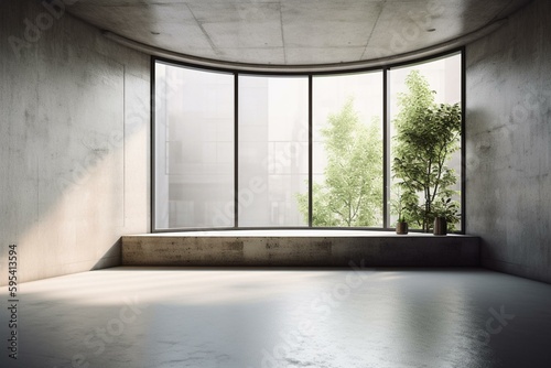 Minimalist concrete room with no furniture. Contemporary design. Generative AI