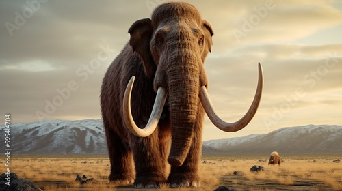 Woolly Mammoth, an enormous mammal, extinct animal. Generative AI photo