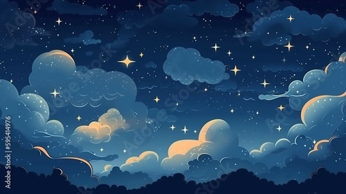 Sky above the clouds Melhen starry sky cute sky background illustration. AI generative