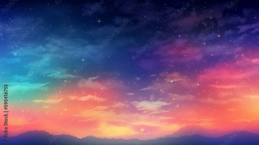Fantasy sky gradation background material, colorful and melhenic images of the universe. AI generative
