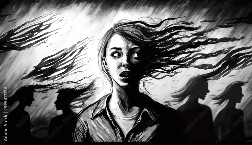 Dark Shadows Chasing People Mental Health Concept Depression Anxiety