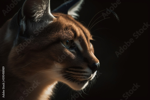 Portrait of a caracal with generative AI technology