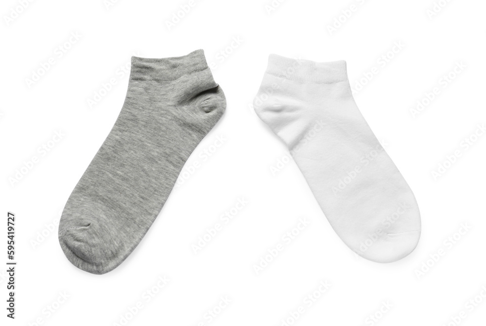 Different socks isolated on white, top view Different socks isolated on white, top view