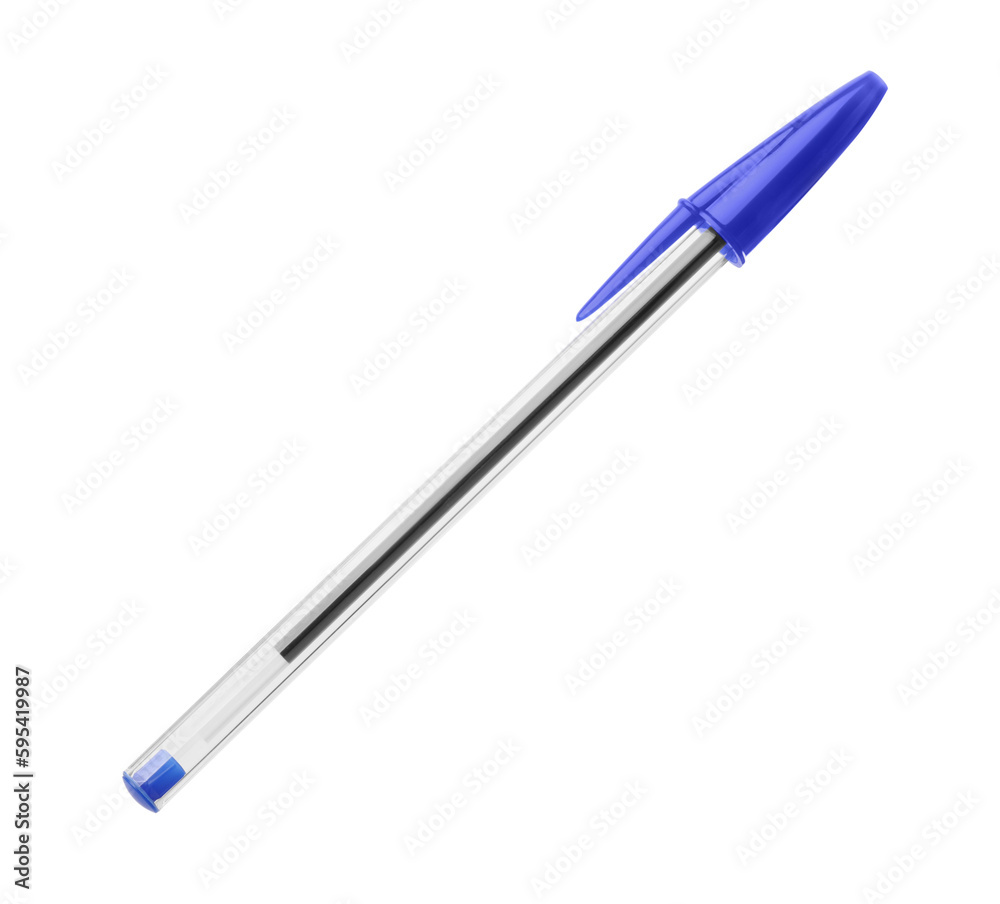 New stylish blue pen isolated on white