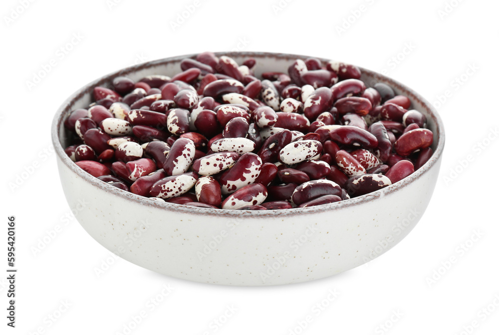 Bowl with dry kidney beans isolated on white Bowl with dry kidney beans isolated on white