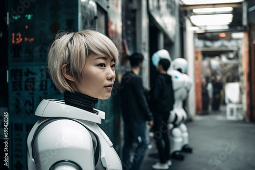 young adult woman with robo...