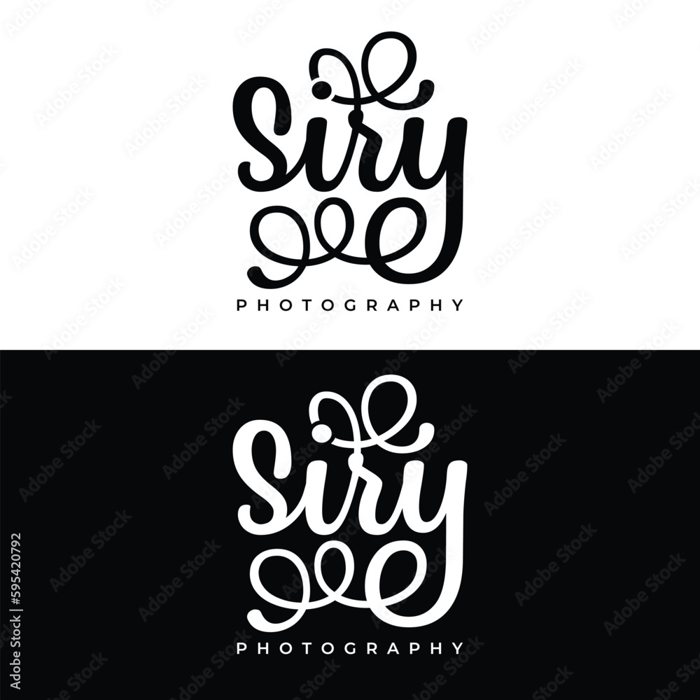 Abstract Black and White siry script font logo design template Abstract Black and White siry script font logo design template
