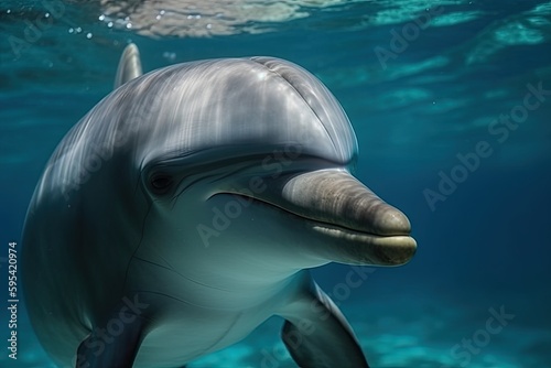 Dolphin under the ocean. Generative AI © Nutcha