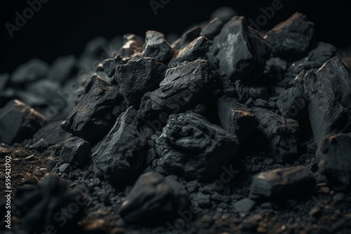 Unprocessed coal pieces. Generative AI