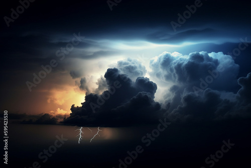 Thunderstorm in the night sky generative AI