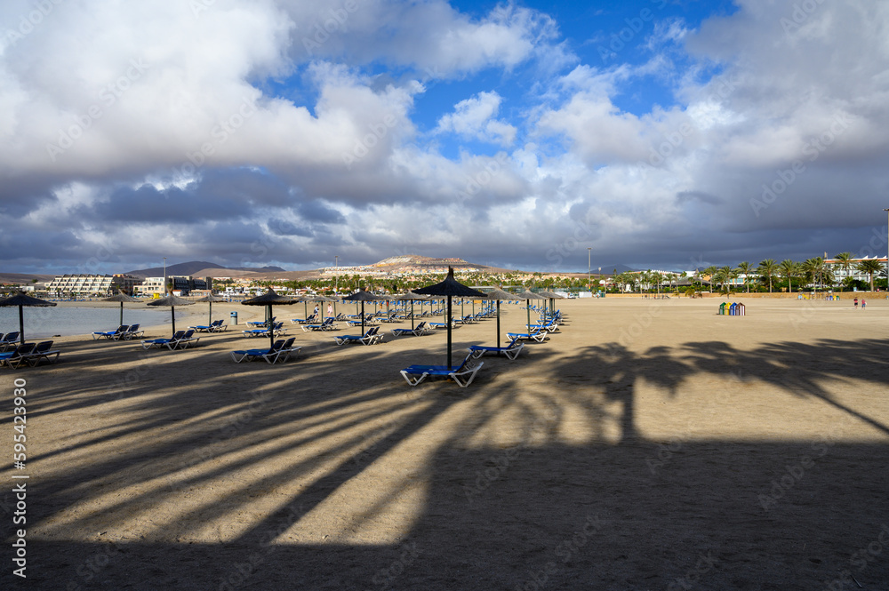 Winter vacation in Caleta de Fuste touristic village on Fuerteventura, Canary islands, Spain Winter vacation in Caleta de Fuste touristic village on Fuerteventura, Canary islands, Spain