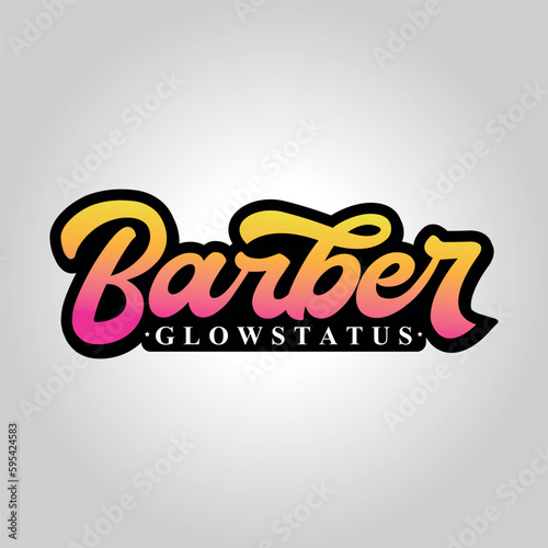 Abstract handwriting barbar shop logo design template