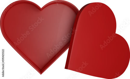 isolated heart shaped box. 3d heart shaped box realistic illustration. top view