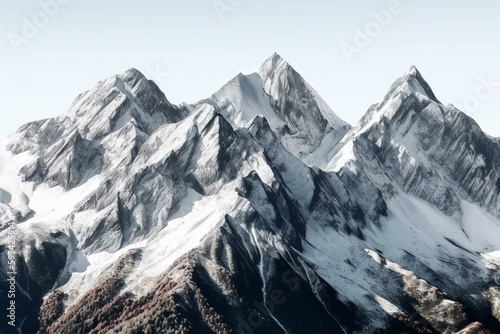 Stunning isolated mountain range on white. Generative AI