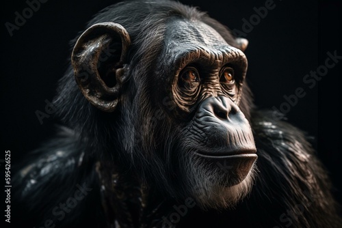 Beautiful representation of a plated ivory female ape. Generative AI