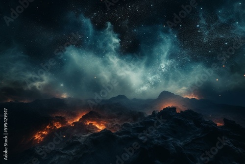 Cosmic background for portfolio featuring a starry night. Generative AI © Evelina