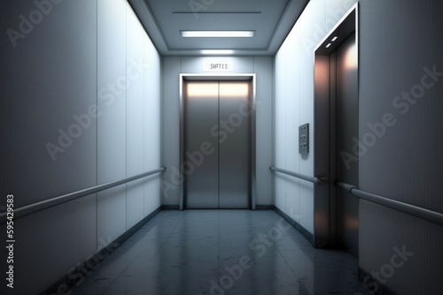 Corridor of buildings with elevators  corridor with elevator  Generative AI