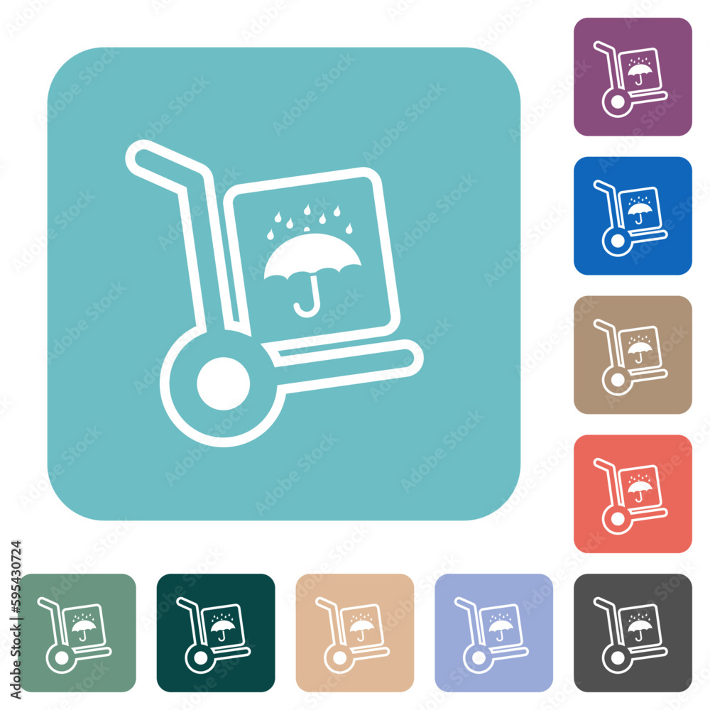 Not waterproof parcel delivery solid rounded square flat icons Not waterproof parcel delivery solid rounded square flat icons
