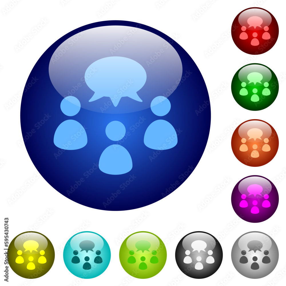 Three talking persons with oval bubble solid color glass buttons Three talking persons with oval bubble solid color glass buttons