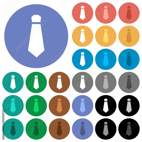 Tie solid round flat multi colored icons