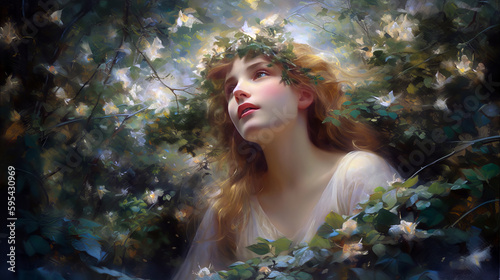 Hermia From A Midsummer's Night Dream - Classic Oil On Canvas - Generative AI