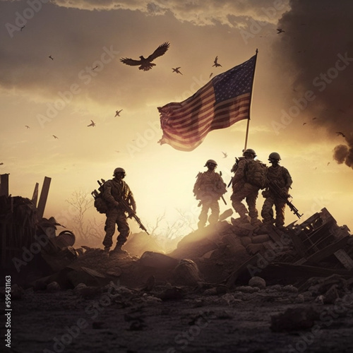Memorial Day Images, Soldiers, Veterans, USA Army. Generative AI