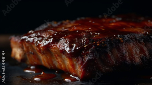 grilled pork ribs with barbecue sauce generative IA