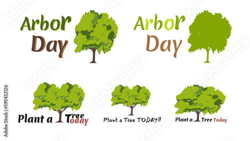 Vector illustration of Arbor day typography with green tree and text message plant a tree today on a white background suitable for world environmental day campaigns