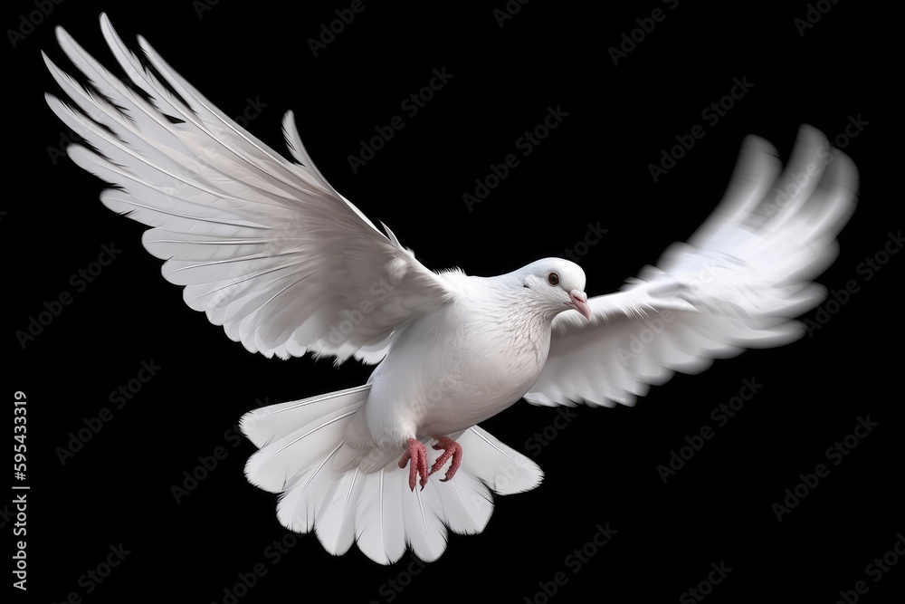 Obraz premium white dove isolated on black
