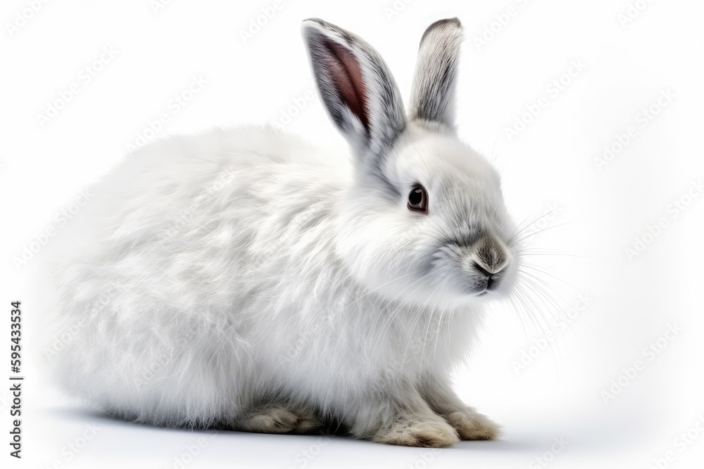 white rabbit on white background