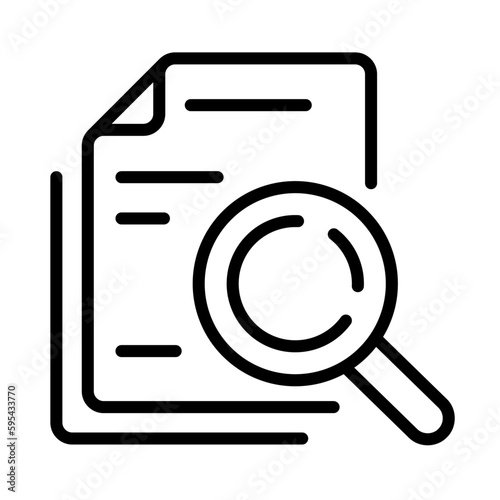 Icono de buscar documento. Análisis y búsqueda de documento. Concepto de investigación. Ilustración vectorial