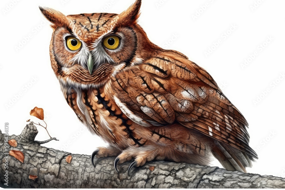 Naklejka premium Owl Whimsical Illustration isolate on white background.