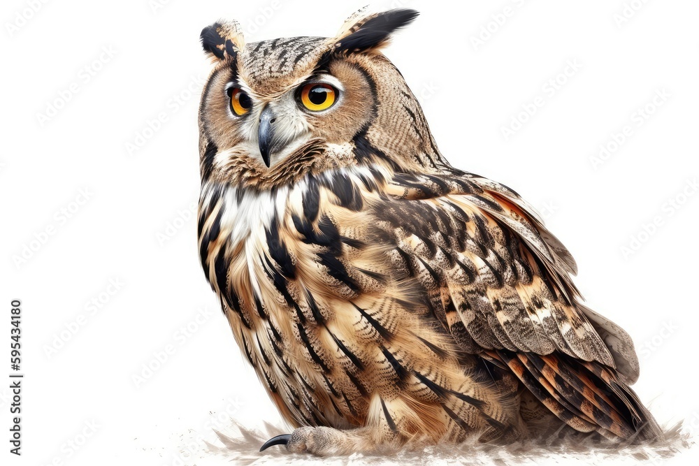 Owl Whimsical Illustration isolate on white background. Owl Whimsical Illustration isolate on white background.