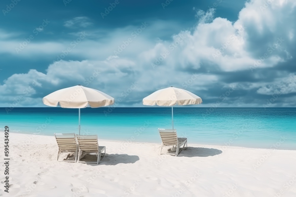 beach with umbrellas