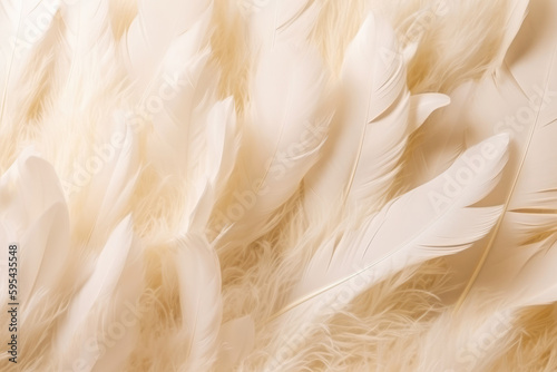 Abstract Ivory feathers texture background. Generative AI
