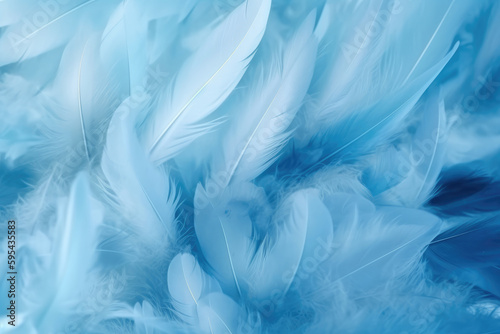 Abstract Blue feathers texture background. Generative AI