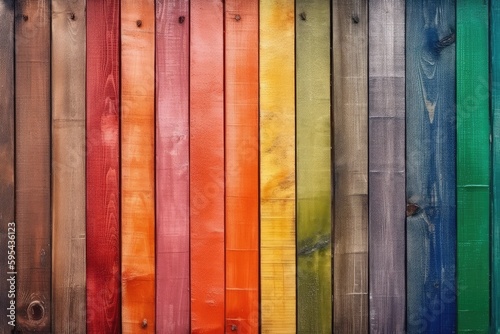 Rainbow wooden planks background