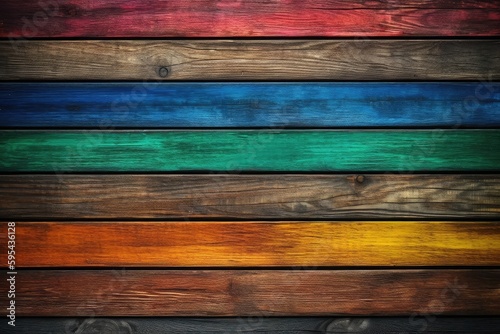 Rainbow wooden planks background