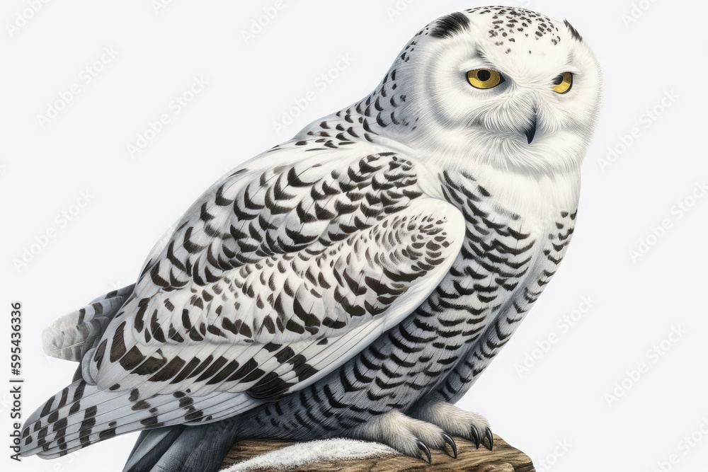 Snowy owl diagrammatic drawing. Snowy owl diagrammatic drawing.