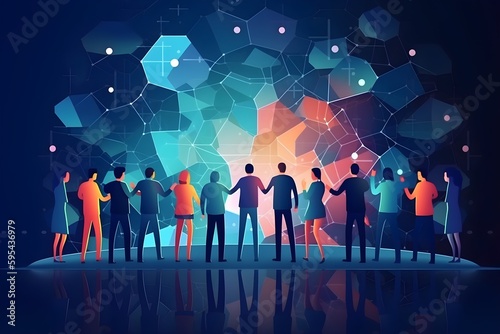 Panoramic Teamwork, empathy, partnership and Social connection in business, people joining together