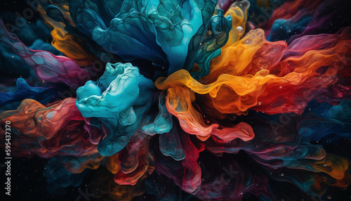 Vibrant colors flow in a cosmic wave generated by AI