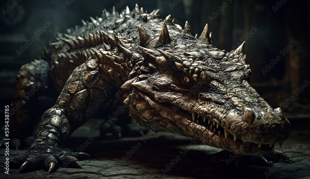 ภาพประกอบสต็อก A monstrous creature of nightmares, this beast has no ...