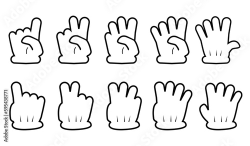 set vector outline doodle counting 1,2,3,4,5, or vote hand with glove © Om Yos