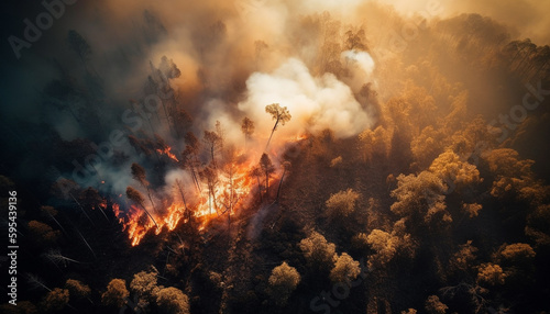 Burning forest inferno  destruction and environmental damage generative AI