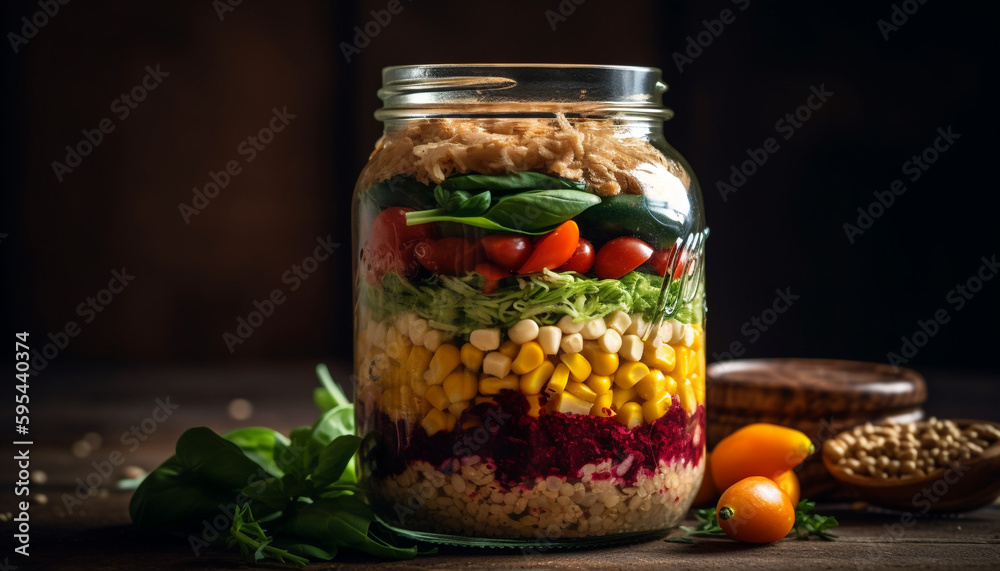 Fresh organic salad with healthy vegetable variation generated by AI Fresh organic salad with healthy vegetable variation generated by AI