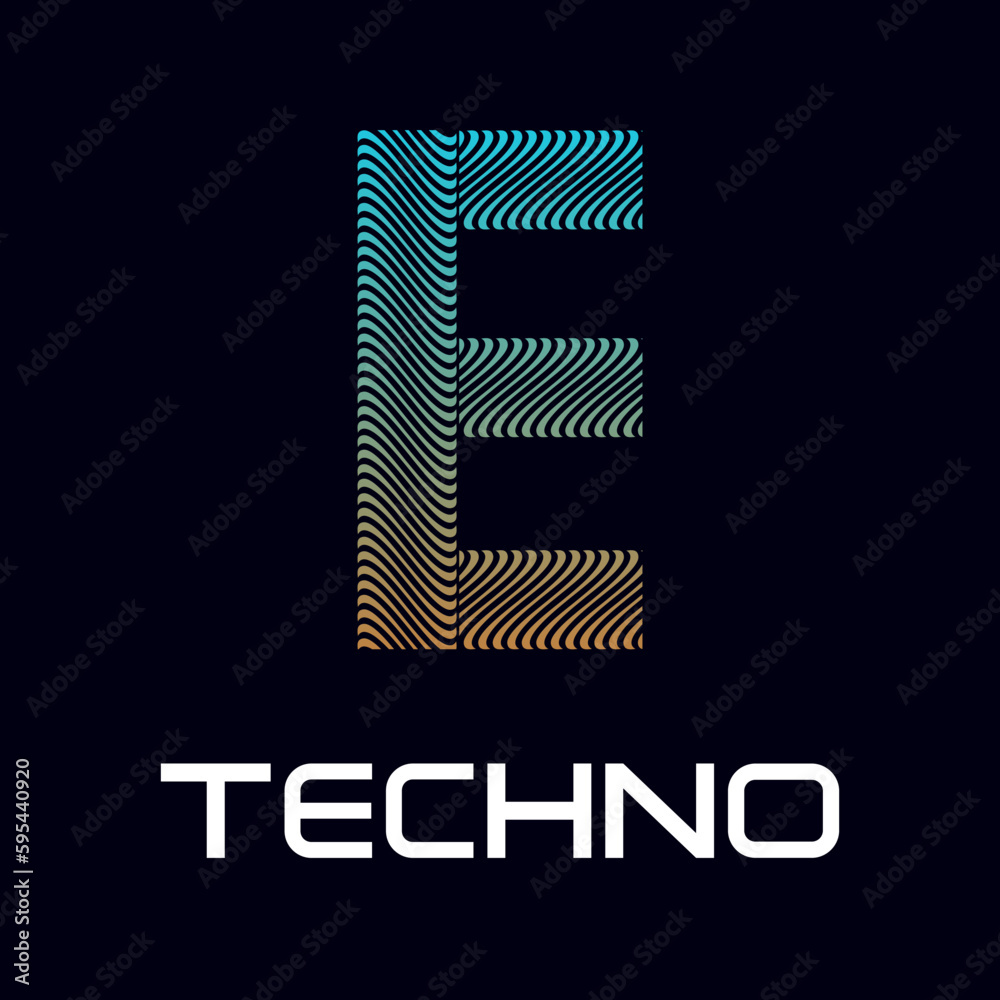 e Letter techno design template illustration e Letter techno design template illustration